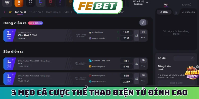 3 mẹo cá cược thể thao điện tử đỉnh cao