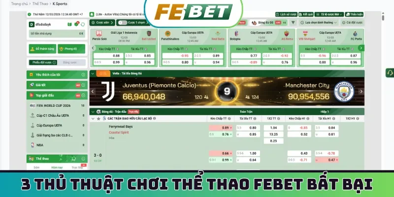 3 thủ thuật chơi thể thao Febet bất bại