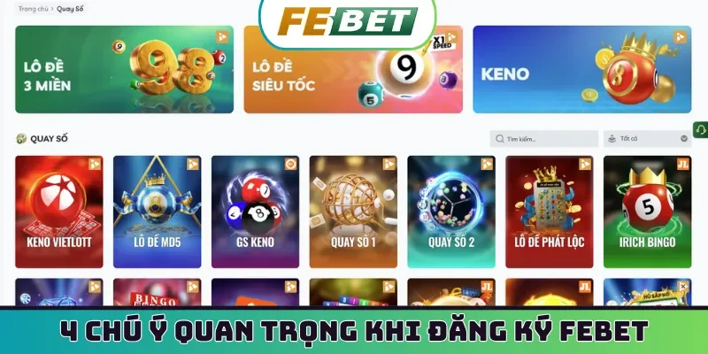4 chú ý quan trọng khi đăng ký Febet
