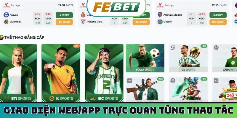 Giao diện web/app trực quan từng thao tác